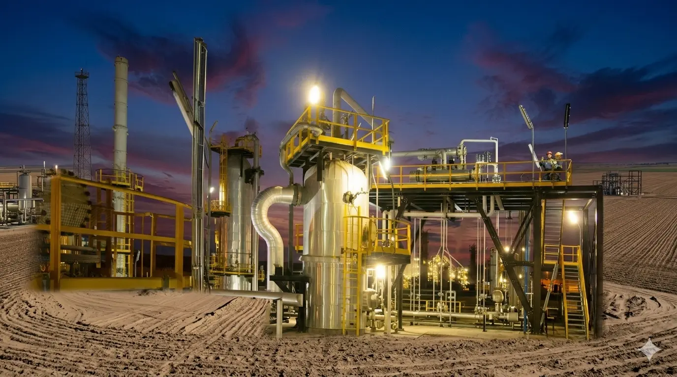 Gela biorefinery in Italy, advanced biofuel production plant converting renewable raw materials, part of energy transition, decarbonization and circular economy development